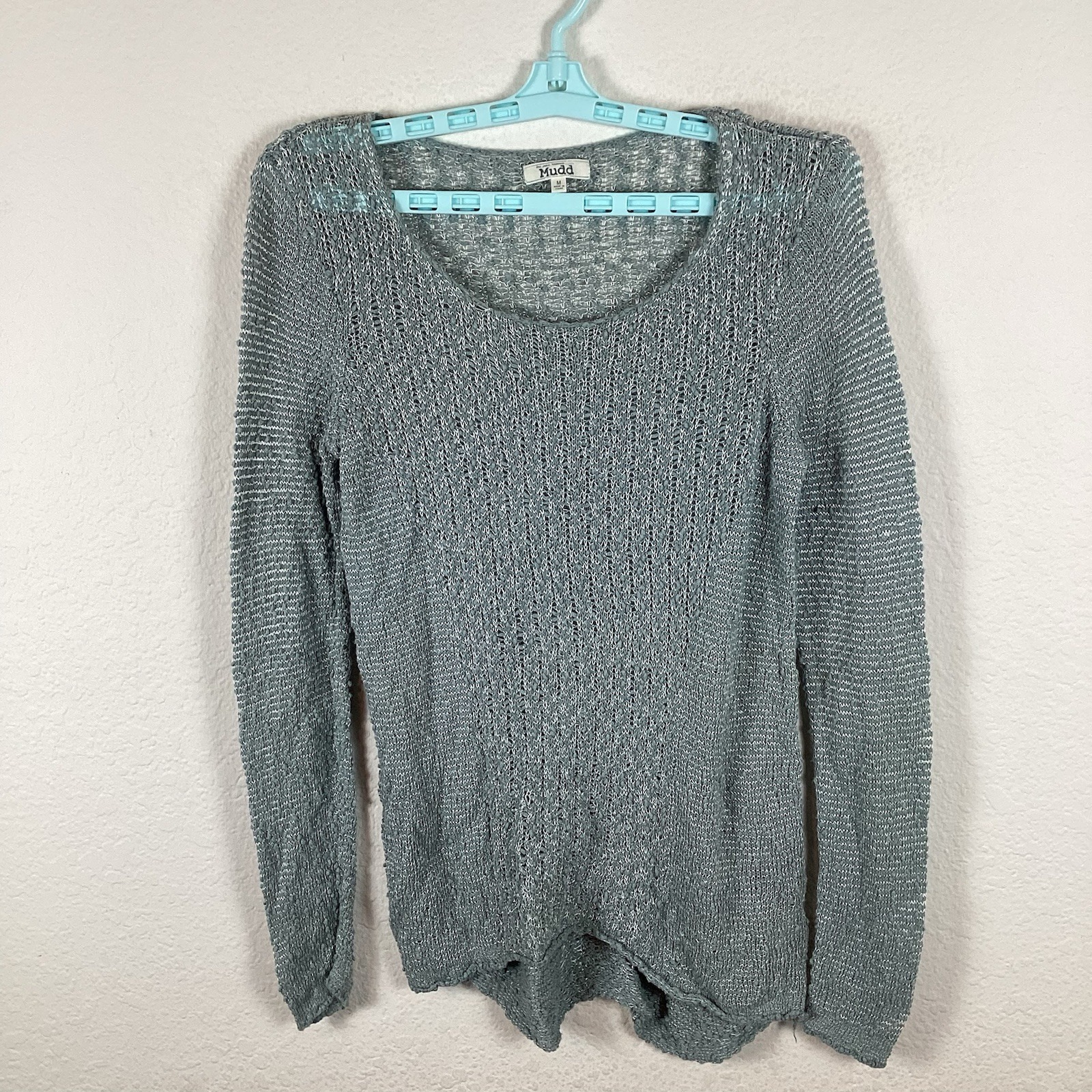 Mudd Womens T Shirt Size M Medium Top Long Sleeve Solid Gray Excellent